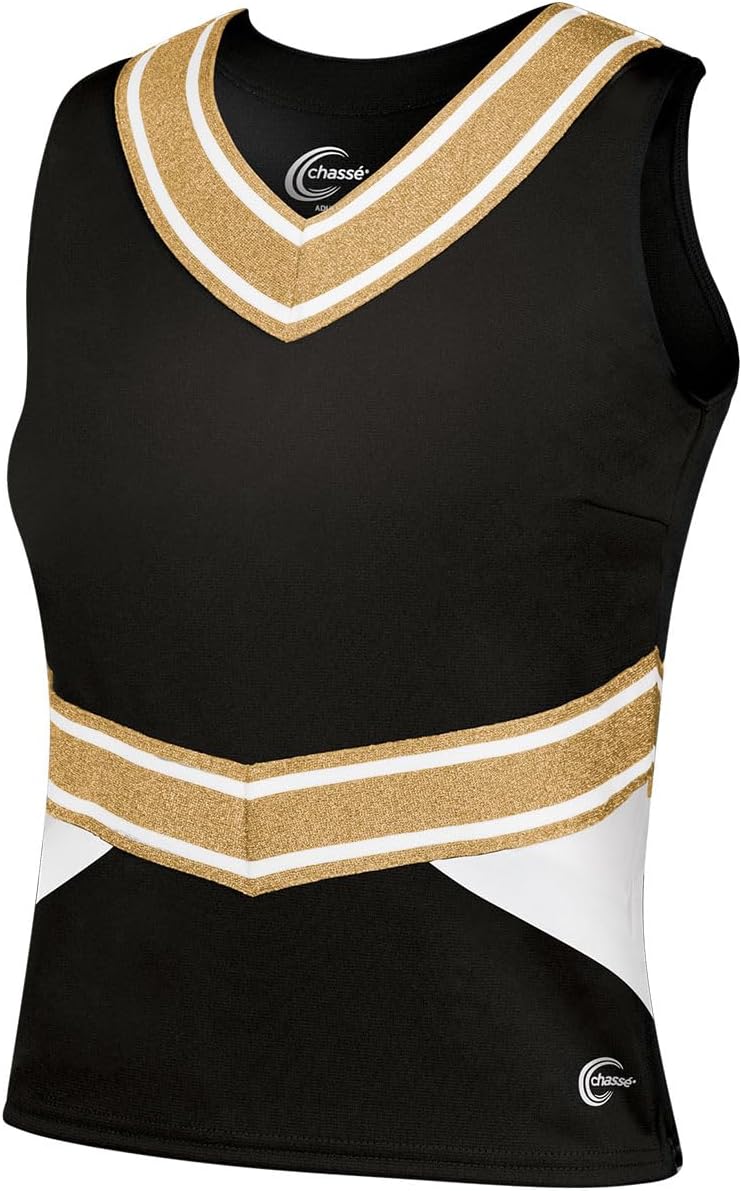 chassé Cheerleading Uniform Top for Girls - Blaze Boost, Fitted V-Neck Shell Top