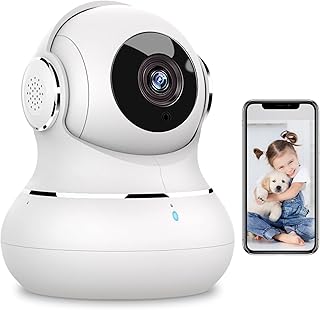 Littleelf Camera Surveillance Interieur, 2K Pet Cameras with Phone App for Dog/Baby Indoor Security Camera WiFi Baby Monit...