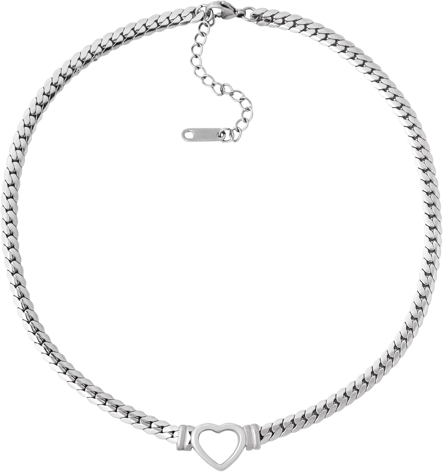 Sacina Heart Choker, Stainless Steel Necklace, Choker Necklaces for Women, Chunky Heart Necklace, Valentine Gift, Christmas Jewelry Gift