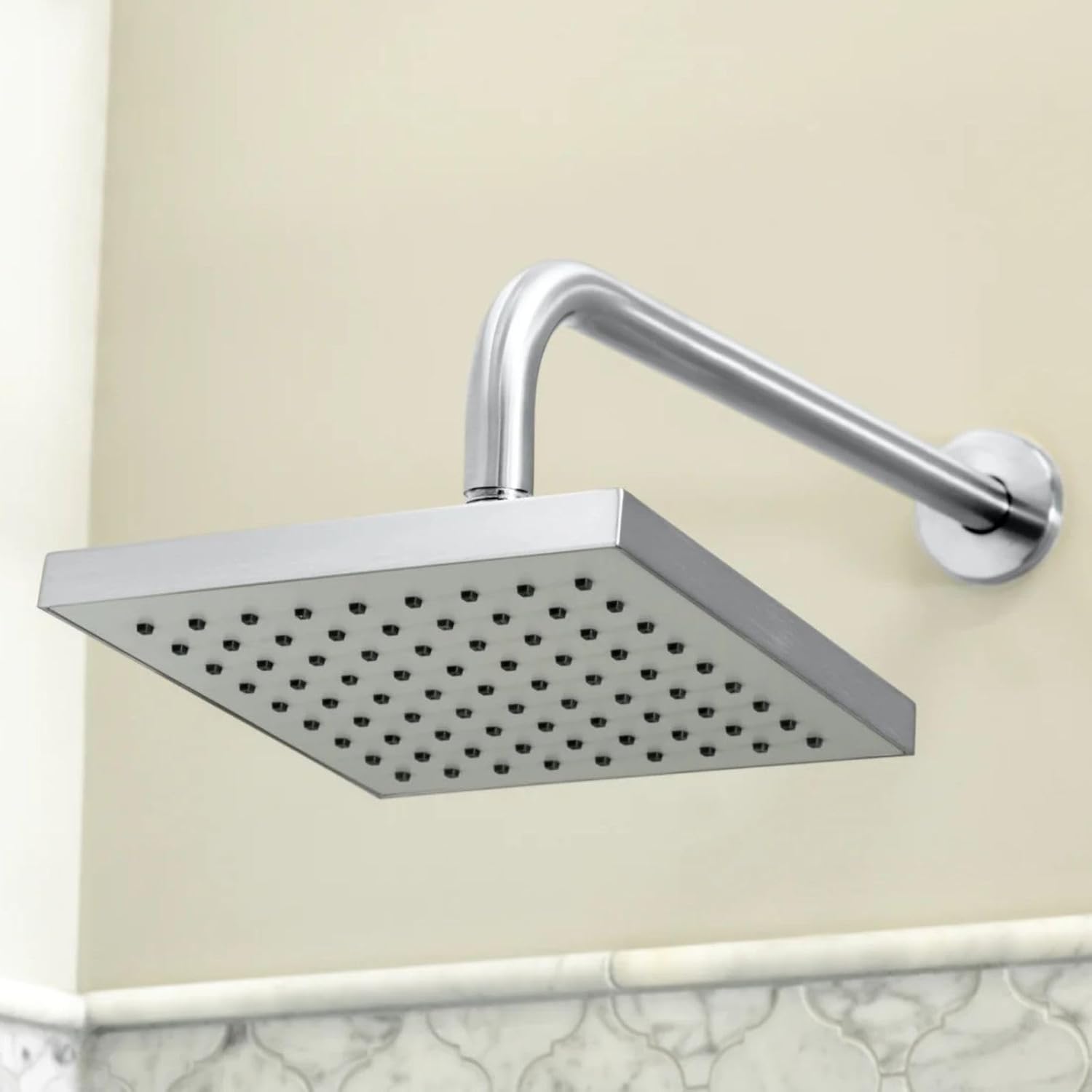 Shower Extension Arm, Solid Stainless Steel Shower Pipe Extension with Teflon Tape and Washer, For Lowering or Extending Showerhead (6 Inch, Brushed Nickel)