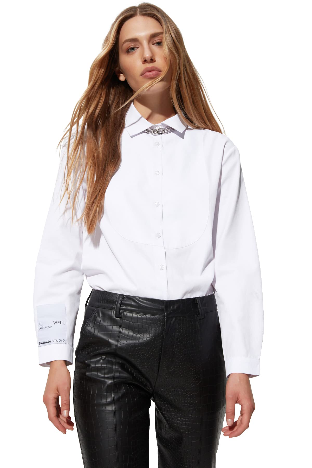 Trendyolwomens Trendyol Woman Fitted Standard Shirt Collar Knit