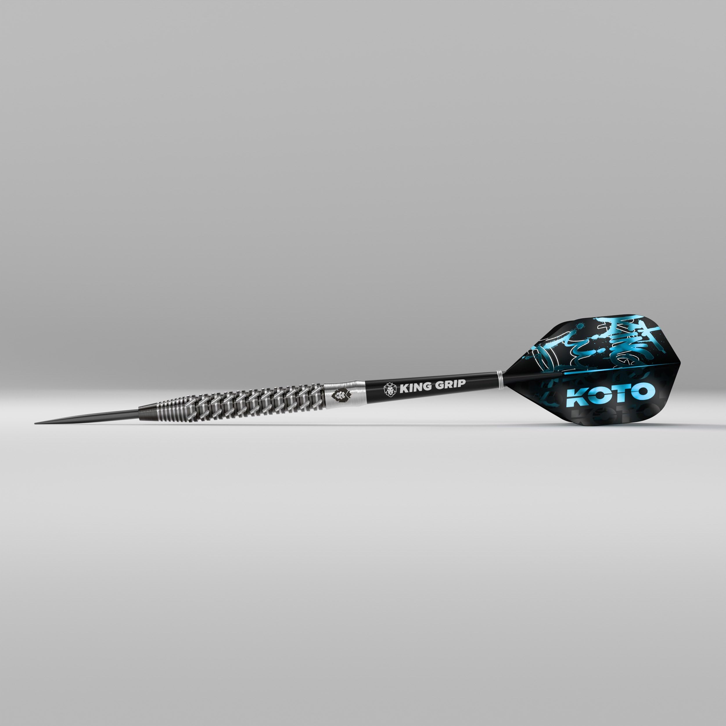 KOTO - Excalibur 90% Darts 21 G, Negro y Plata, Set de Dardos Incluye 3 Barriles, Flights + Shafts y Estuche para Dardos