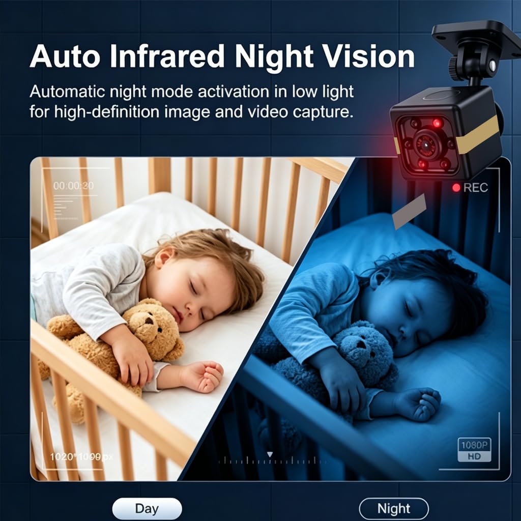 Mini Caméra Espion sans Fil 1080P, Micro Camera de Surveillance Spy Cam Discrète Invisible avec Détection de Mouvement et Vision Nocturne, Camera Cachée pour Maison, sans Internet Noir
