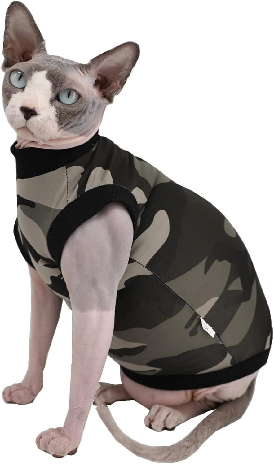 Hairless Cat Clothes, Sphynx Cat Clothes, Sphynx Hairless Cat Summer Cotton T-Shirts Cat Vest Pet Clothes,Round Collar Vest Kitten Shirts Sleeveless, Cats & Small Dogs Apparel(Houndstooth,XXL)