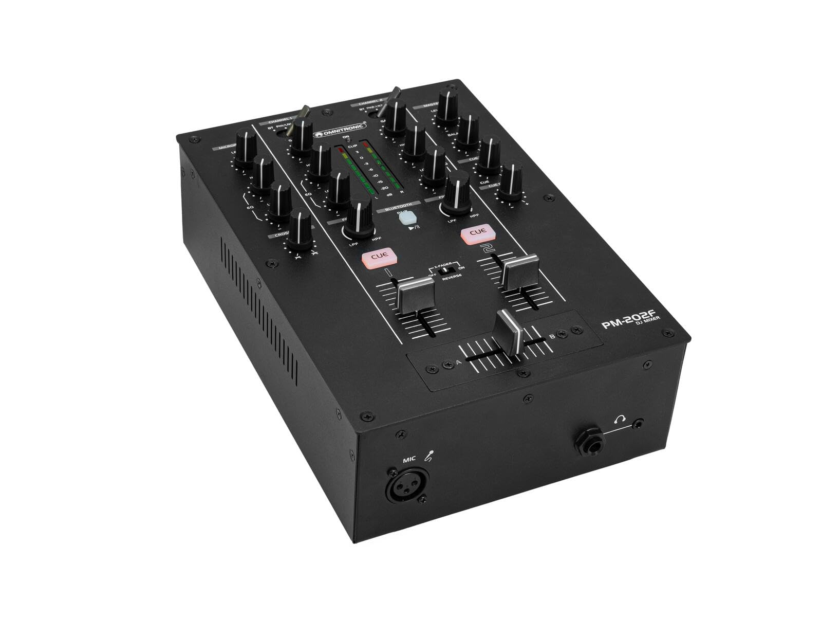 OMNITRONIC PM-202F 2-Kanal-DJ-Mixer mit Filter und Bluetooth | DJ-Mixer mit Bluetooth-Konnektivität und Soundfilter