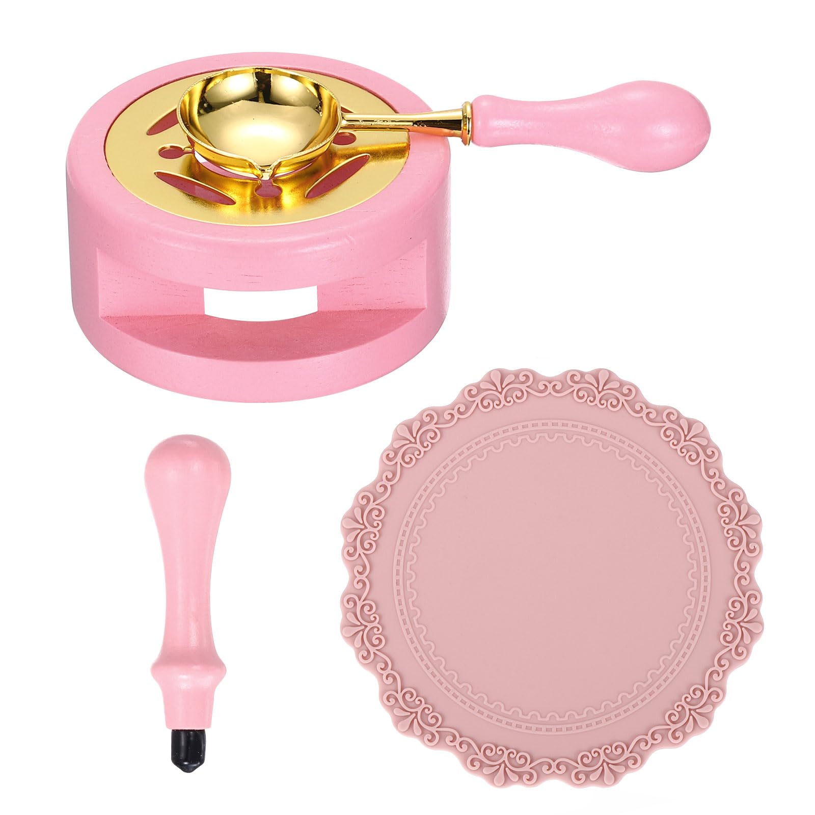 PATIKIL Wax Stamp Seal Kit Include Sealing Warmer, Melting Spoon, Silicone Pad, Stamp Handle
