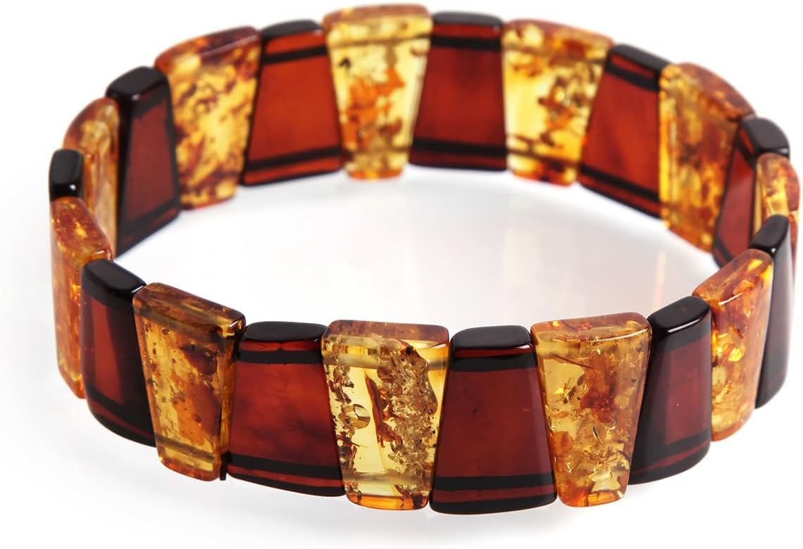 Natural amber bracelet flower amber gift for Adults (Women/Men) original mineral