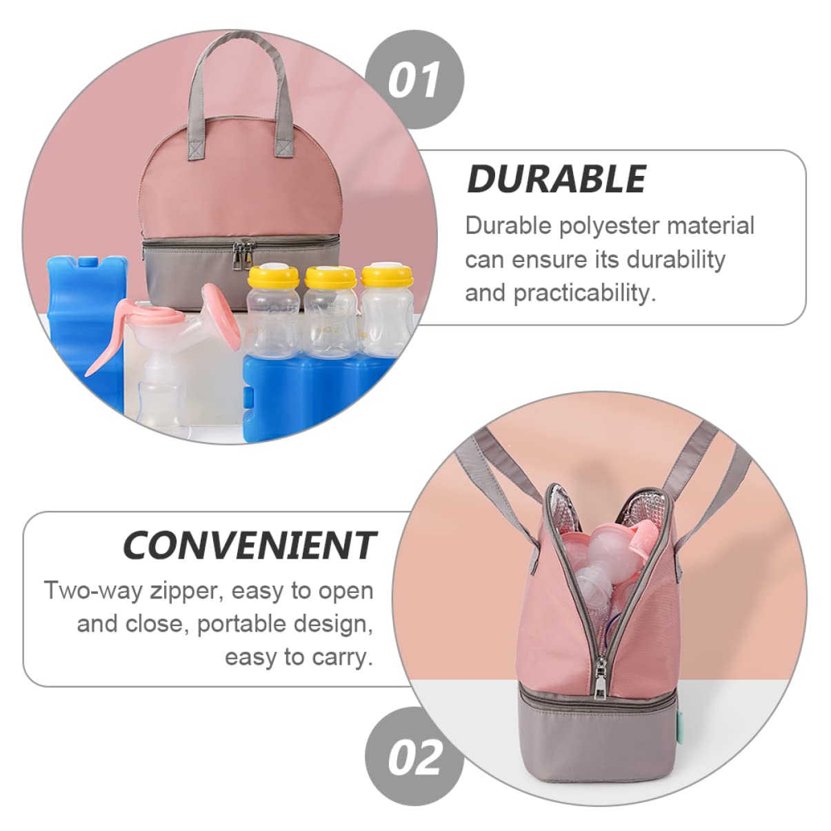 TOYANDONA 3pezzi Borsa Termica Portatile Per Latte Materno Sacchetto Isolante Per Conservazione Design e Antistrappo Capacità Ottimale Per Mamme Movimento