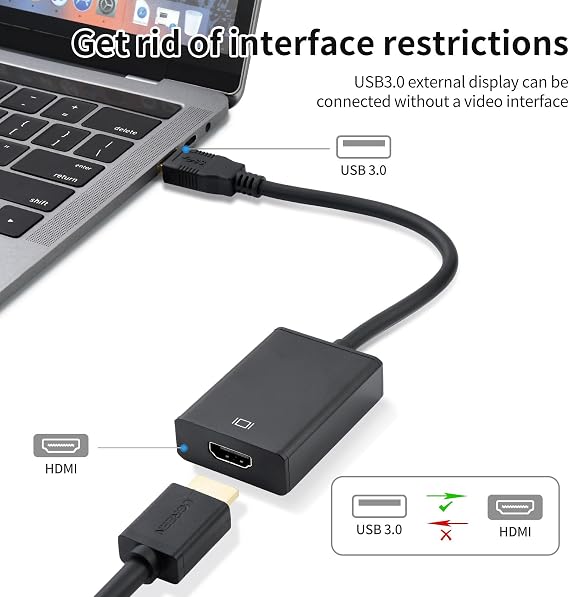 ELUTENG USB to HDMI Adapter USB 3.0/2.0 to HDMI 1080P Video Audio Converter Video Adapter Multiple for Desktop PC TV Compatible with Windows XP 7/8/ 8.1/10