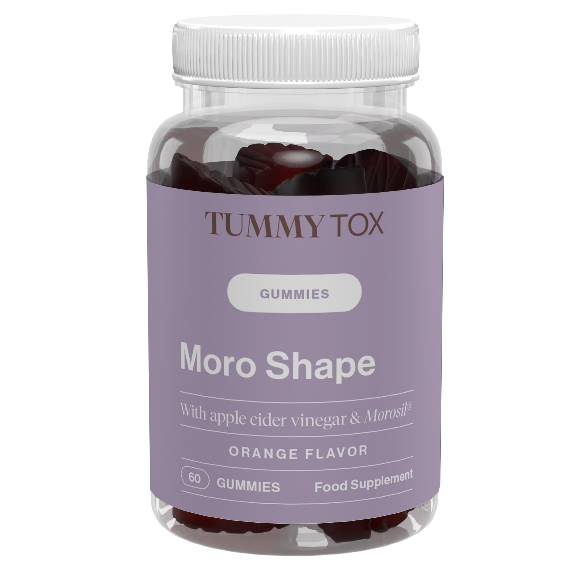 TummyTox Moro Shape - Gummies Vinaigre de Pomme, 60 Gummies | Morosil, Vitamine C et Extrait de Thé Vert, Goût Orange, Gummies Naturelles