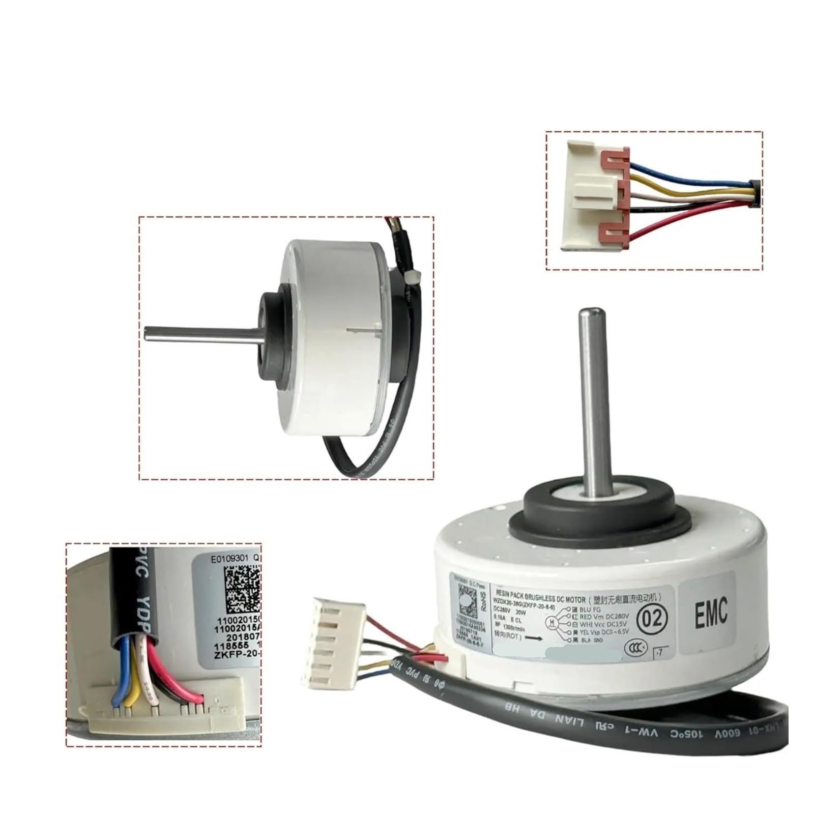 10er-Pack, Klimaanlagenmotor, WZDK20-38G ZKFP-20-8-6, Bürstenloser DC-Lüftermotor, 20-W-Inverter-Klimaanlage, Bürstenloser DC-Motor