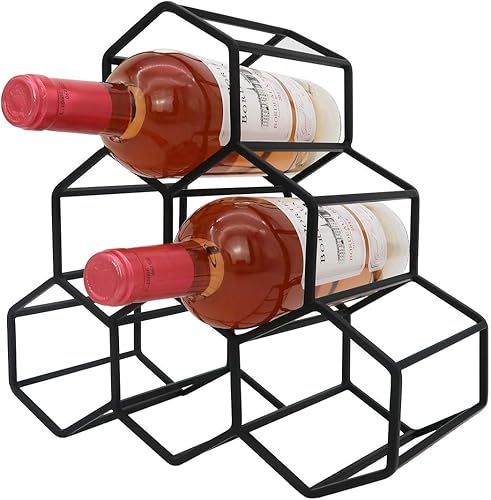 Godinger Estante de vino, soporte de almacenamiento de 6 botellas de vino, soporte de encimera de metal para botellas de vino