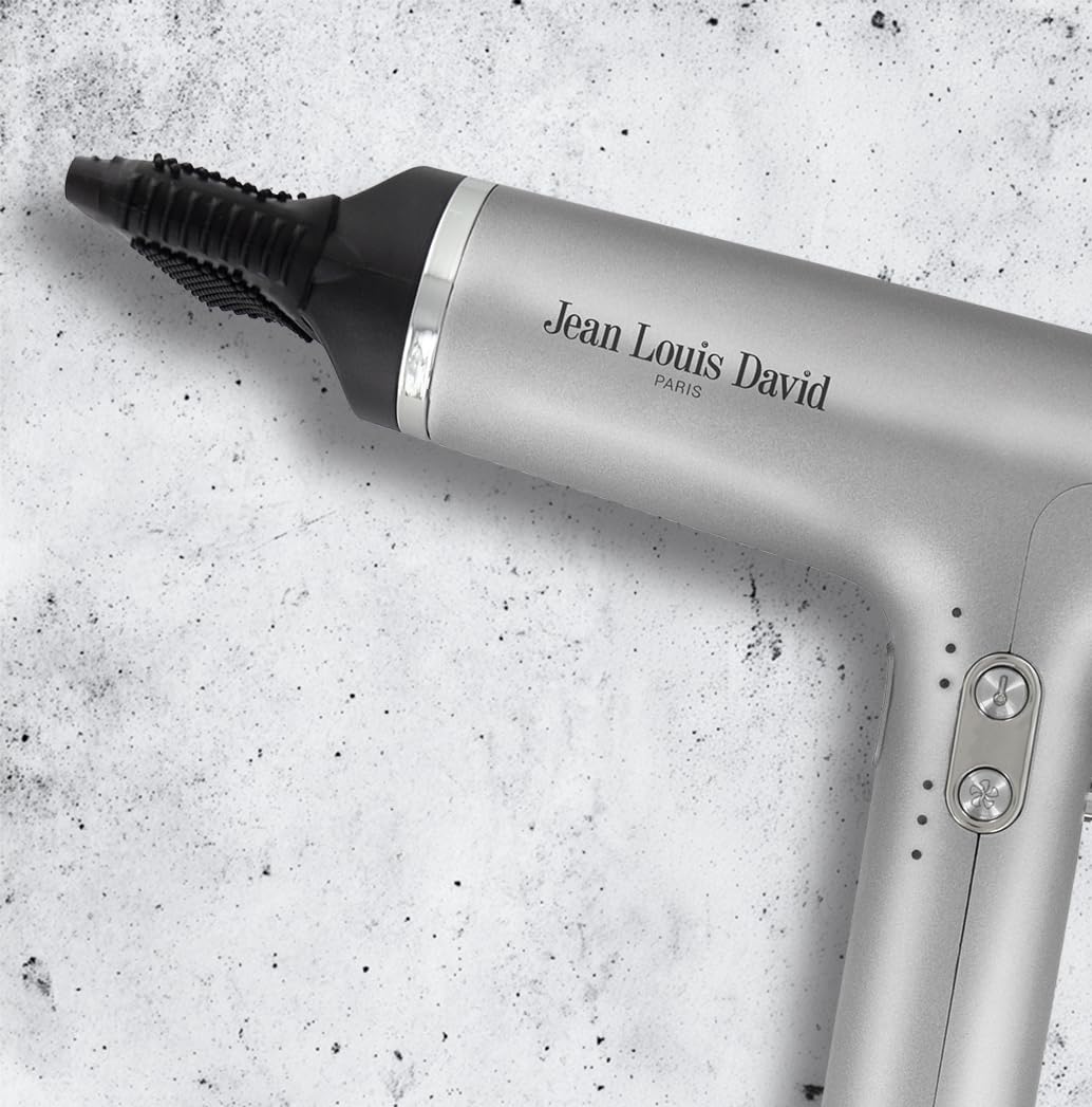 Jean-Louis David - Sèche Cheveux Nouvelle Génération - Moteur Digital BLDC Ultra Compact - 3 Accessoires Magnétiques - Lissage Brushing Boucles - Coiffure Professionnelle - Séchage Optimal