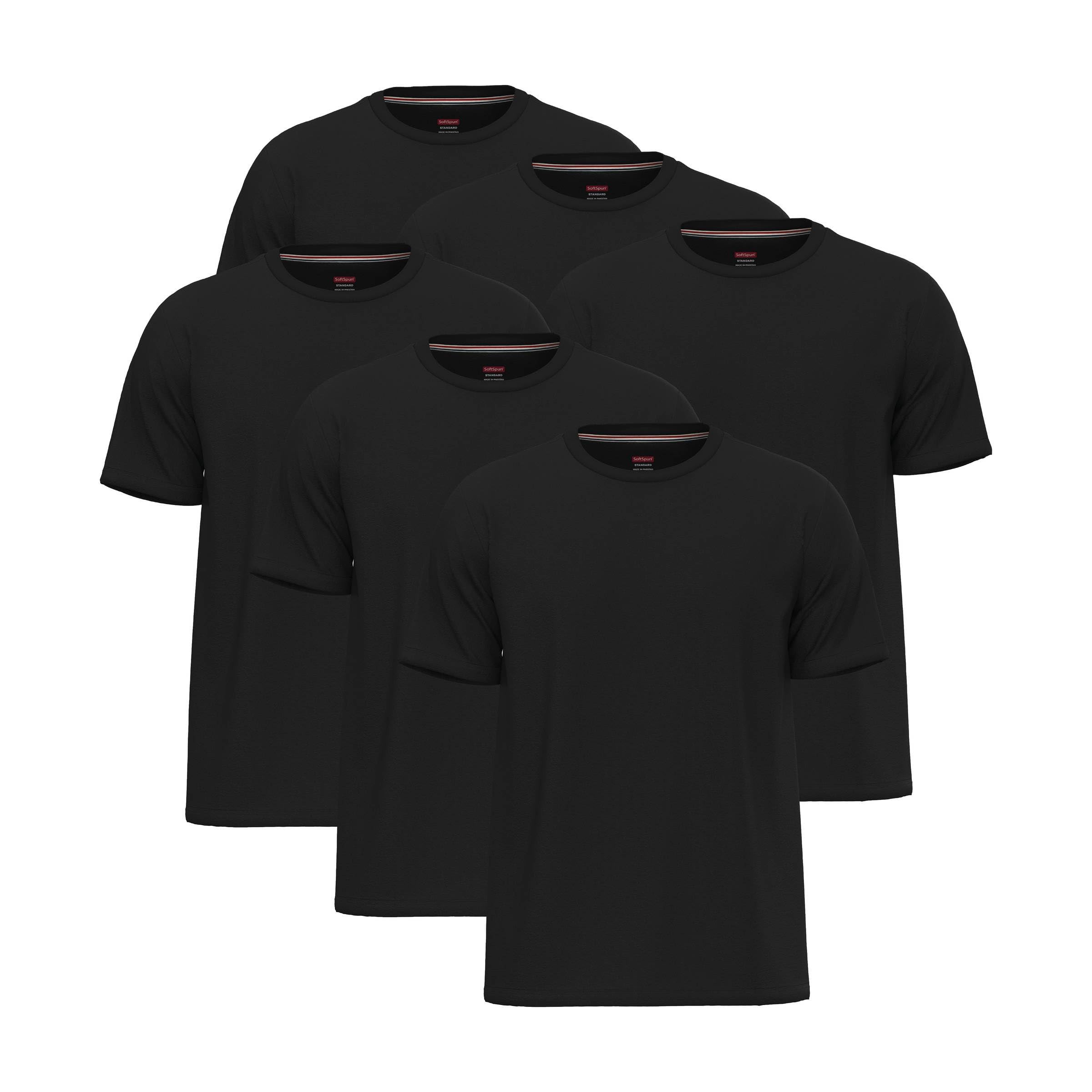 SoftSpun Confezione da 6 Magliette da Uomo in Cotone 100%, Regno Unito | Magliette da Uomo con Scollo Rotondo.