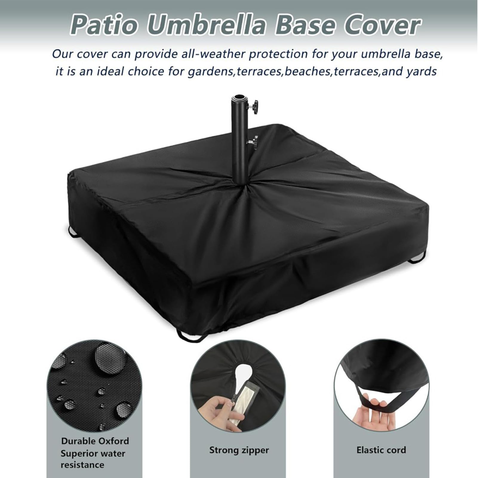 Ombrellone coperta, Ombrello Stand Protector Cloth Bag, Outdoor Sunshade Base Cover, Ombrellone Protezione per Backyard, Pool Deck, Beach, Garden, Yard, Patio, 42.13x42.13x5.12 Inches