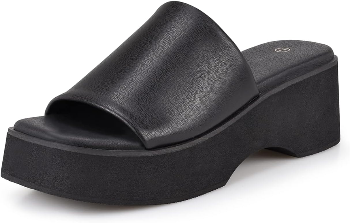 zero-sum Women's Platform Wedge Sandals - Comfort Square Open Toe