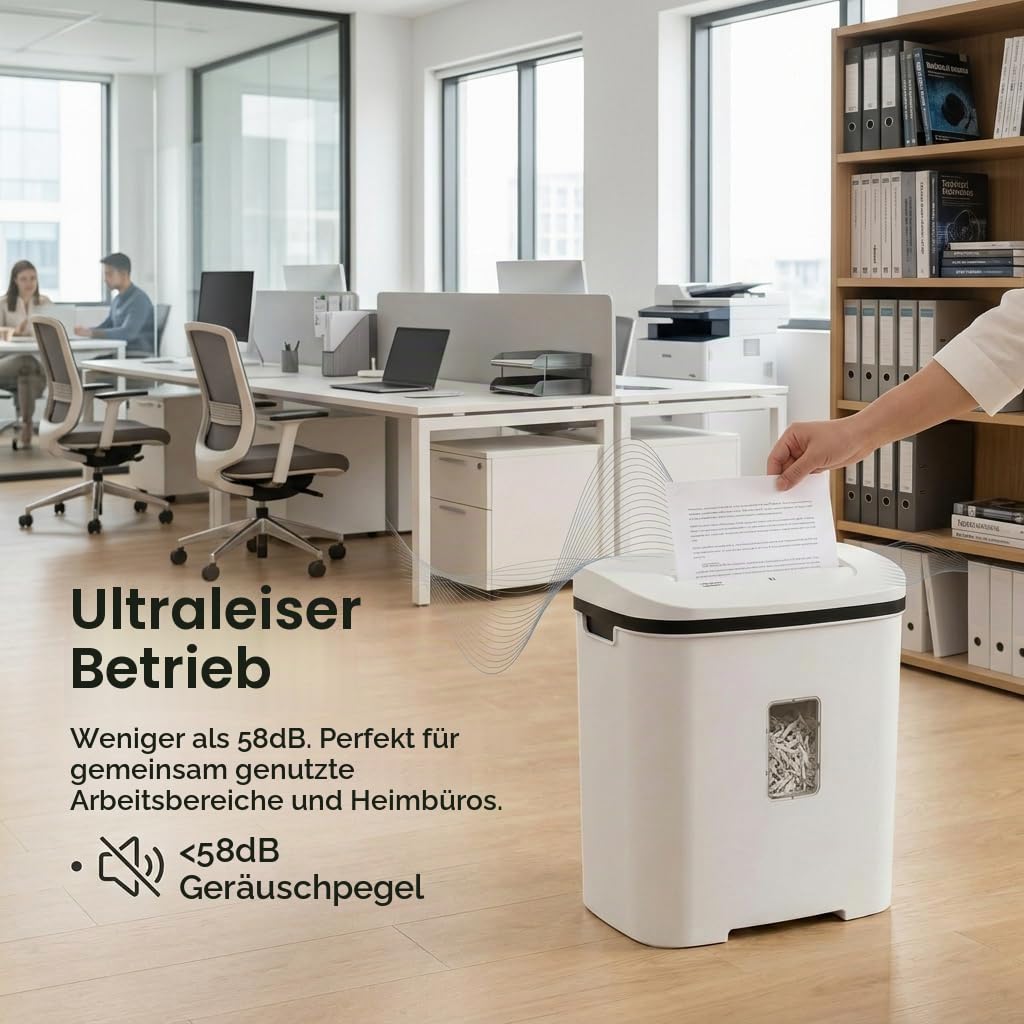 Papier Schredder Aktenvernichter P4 Kreuzschnitt: 14 Blatt 60 Min Dauerbetrieb Vernichtet Kreditkarten/Heftklammern Dokumentenschredder mit 21L Behälter Leiser für Zuhause Büro Schulen