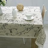 Metal Cotton Linen Fabric Tablecloth, World Map Pattern Rectangular Table Cover for Kitchen Dining |...