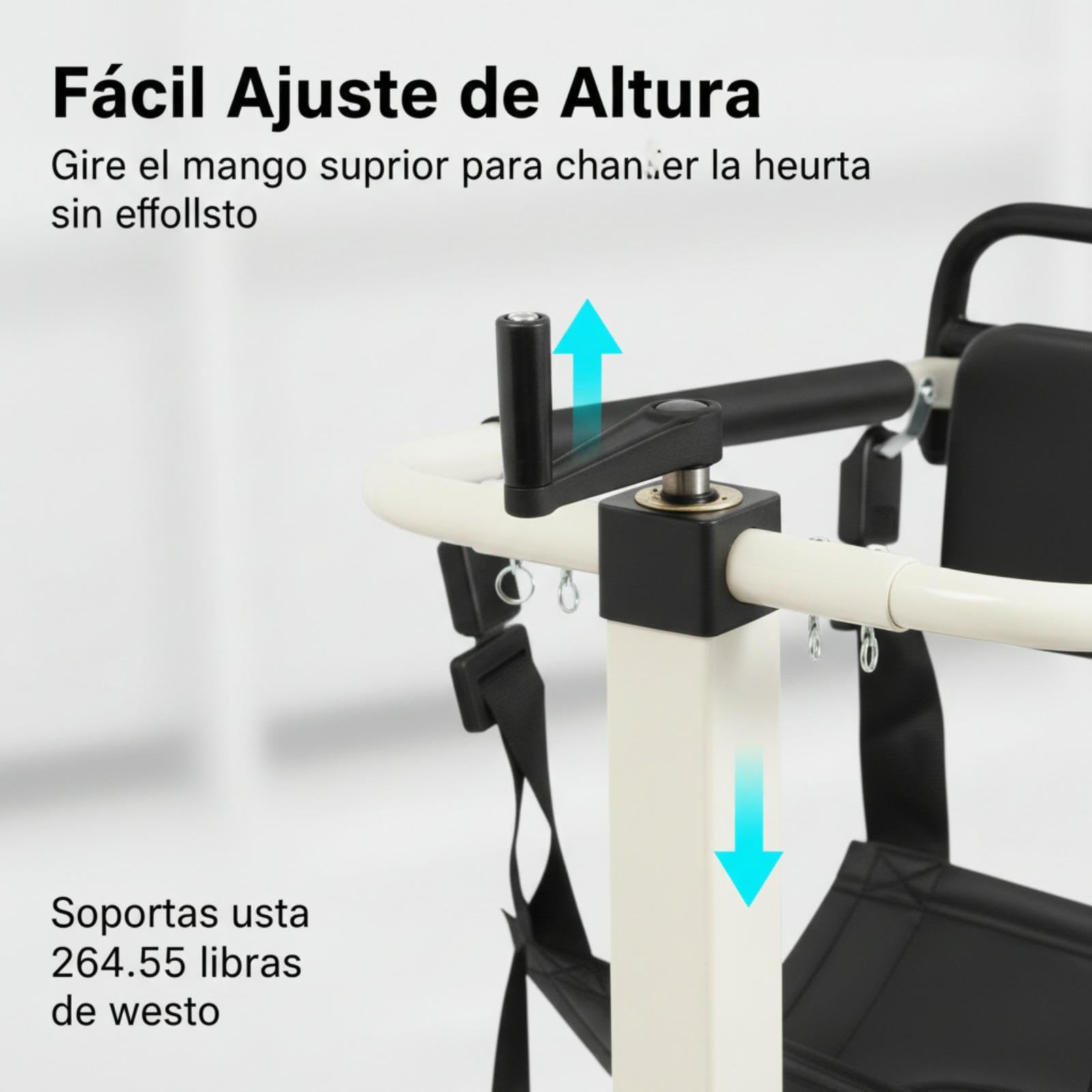 Silla de transferencia para pacientes, elevador de pacientes para casa y coche, altura del asiento ajustable 35-70 cm, capacidad de usuario de 120 kg, adecuada para personas con un ancho corporal de