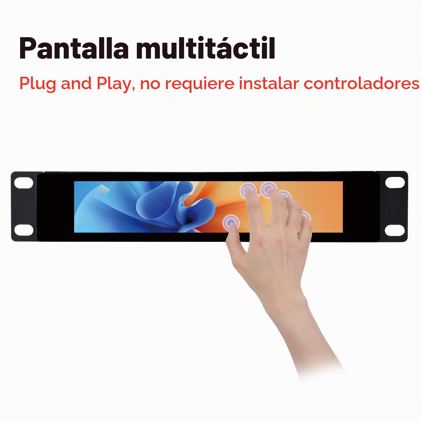 GeeekPi 17.55 cm 1424x280 pantalla táctil LCD 1U Rack Monitores para DeskPi RackMate T0/T1/T2/T0 Plus/T1 Plus/TL1 Servidor Gabinete y 10 "Servidor Rack