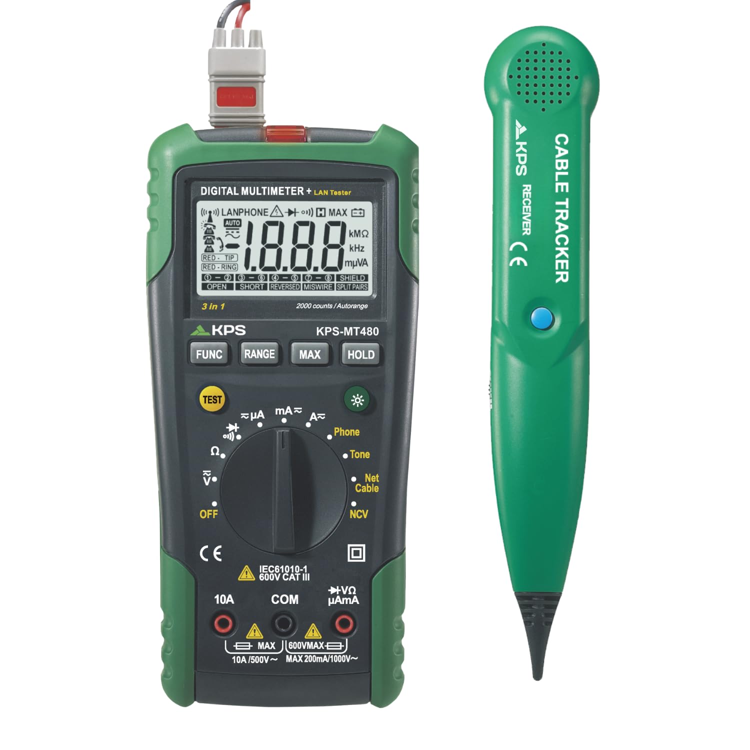 MT480 Multímetro Digital Profesional | Localiza roturas y cables enterrados, verifica continuidad, voltaje AC/DC y el estado del cableado con rapidez.