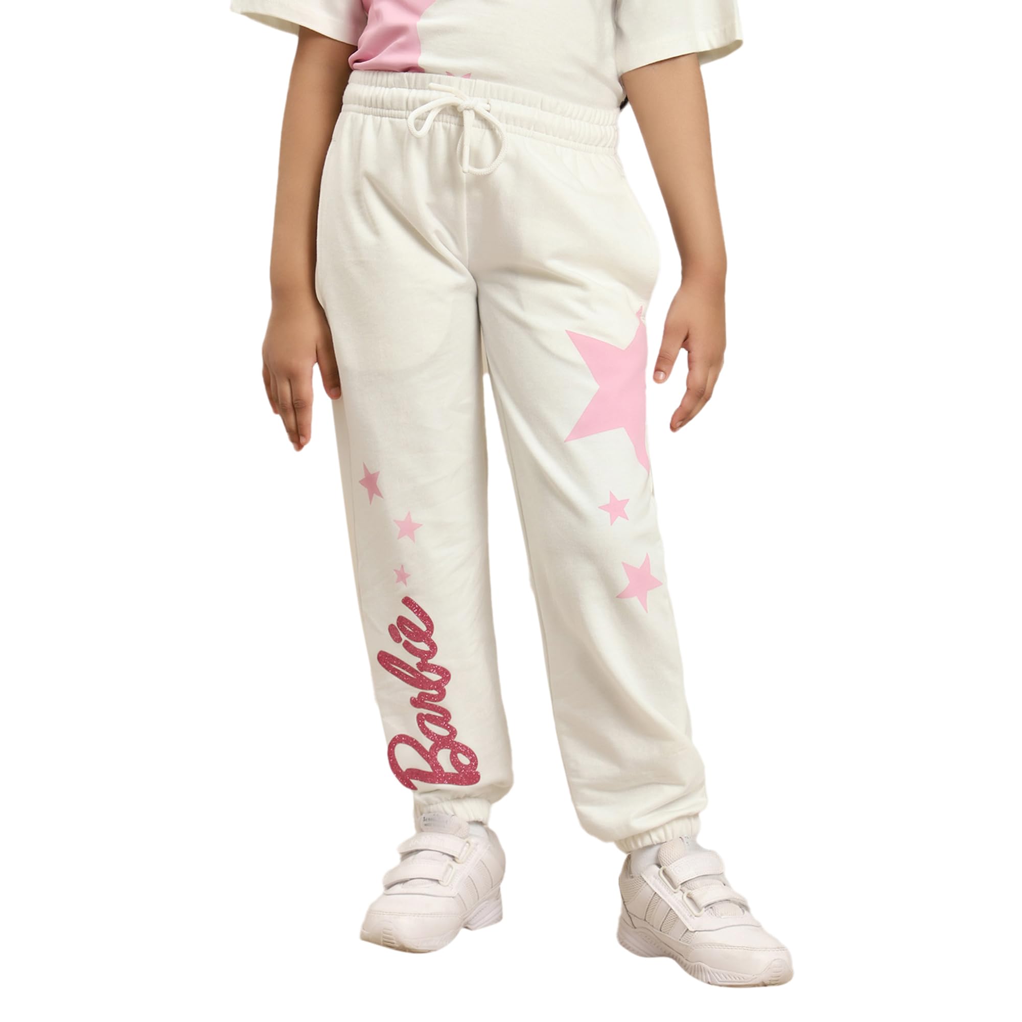 Kidsville Barbie Printed Regular Fit Jogger for Girls-image-0