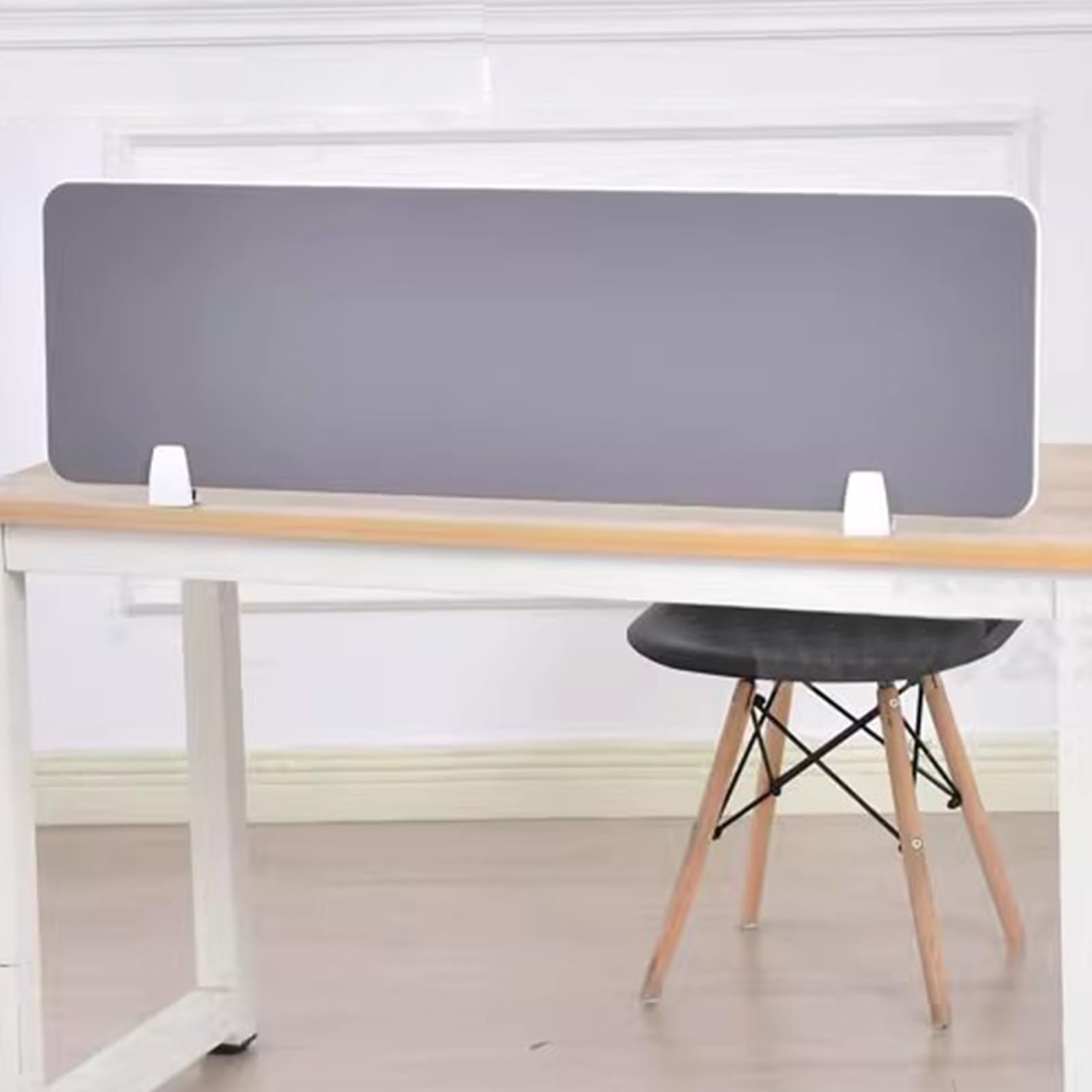HJYCLFAZU Freestanding Desk Privacy Panel - 3 Pcs Table Divider Noise Reducing Partition with Support Feet for Office & Classroom Gray 39.4 x 11.8 Inches (100 30 cm)