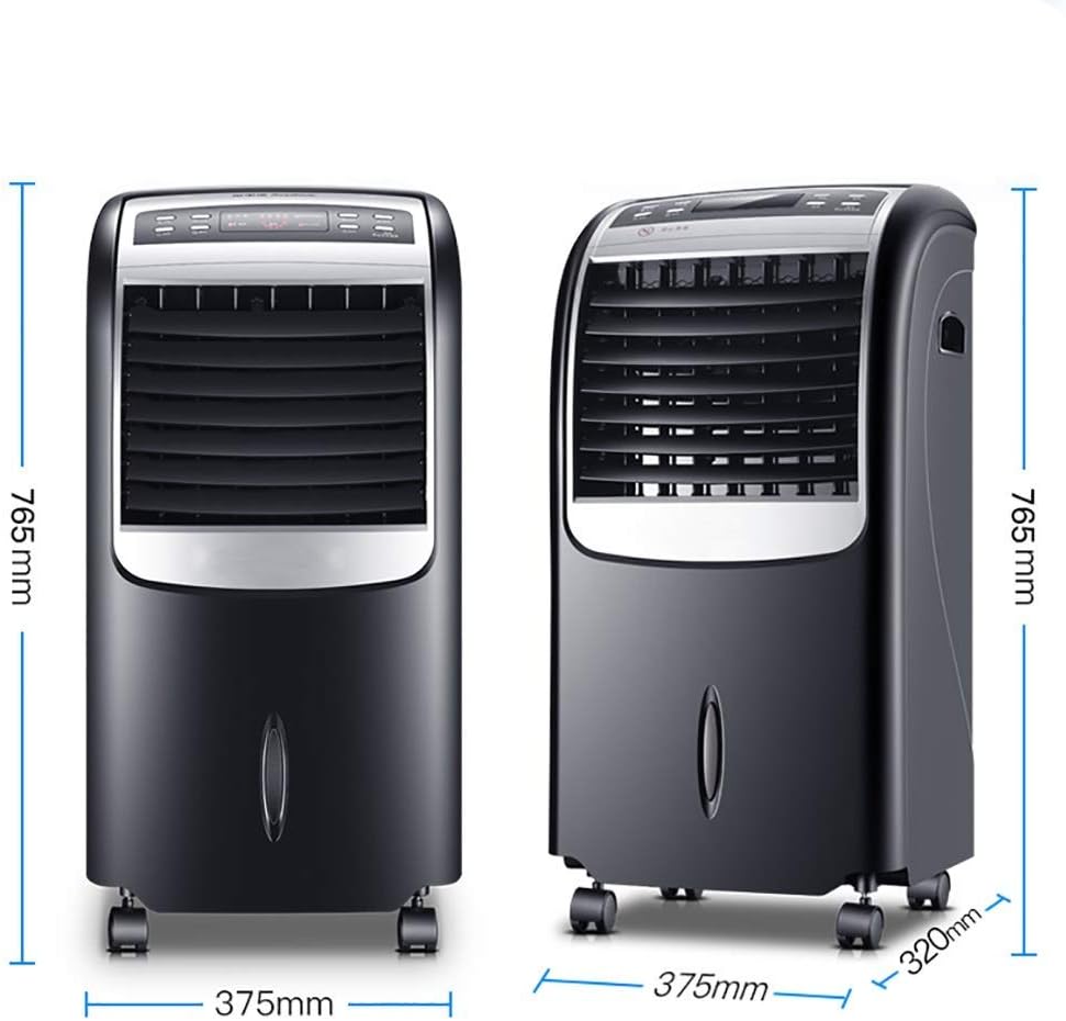 Air Cooler for Home Office Black Heating and Cooling Air Conditioner Evaporating Air Purification Humidification Timing Mobile Household Air Cooler Portable Air Conditioner (Color : Black
