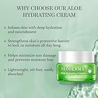 Vista 4 de Aloderma Crema facial hidratante para piel seca hecha con 70% de aloe vera orgánico, hidratación natural con ácido hialurónico y arginina, crema