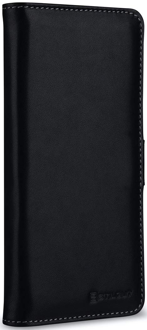 StilGut Wallet Case for Galaxy S20 Ultra, Genuine Leather Galaxy S20 Ultra Case with Card Slots & Magnetic Closure, Black Nappa - Image 4