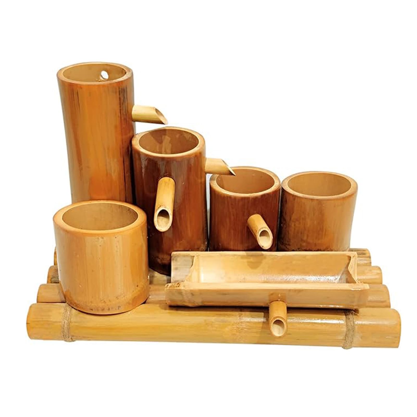 asdchZen Bamboo Fountain Kit, Split-Resistant Natural Zen Water Fountain, Feng Shui Garden Decor, Indoor Outdoor Pond Landscaping, For Backyard, Lawn, Patio, 35In,28in(70cm)