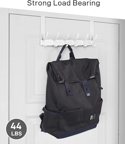 Miniatura 4 de Ganchos para colgar sobre la puerta, perchero para baño con 12 ganchos para colgar ropa, abrigos, toallas, se adapta a puertas de 1 34 pulgadas de