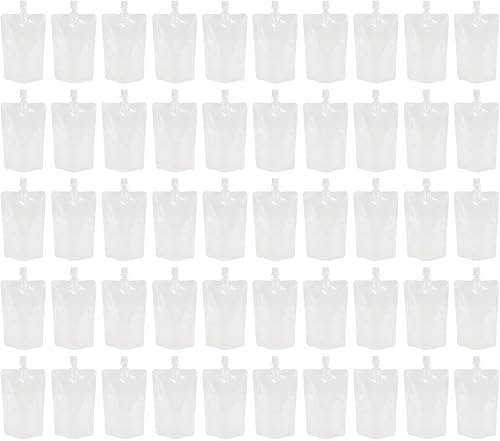 50pcs bolsa de plástico 10.6 oz botellas de bebidas desechables contenedor de bebida sacar bebidas bolsas de jugo resellables para viajes al aire