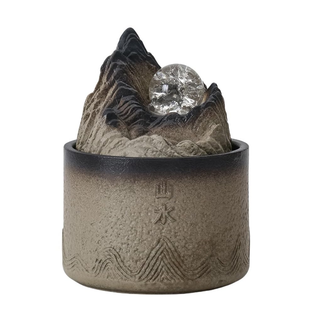 ZTHYSHOZ Tabletop Fountain Waterfall Indoor Desktop Fountain Ceramic Mini Decoration Meditation(Bruin)