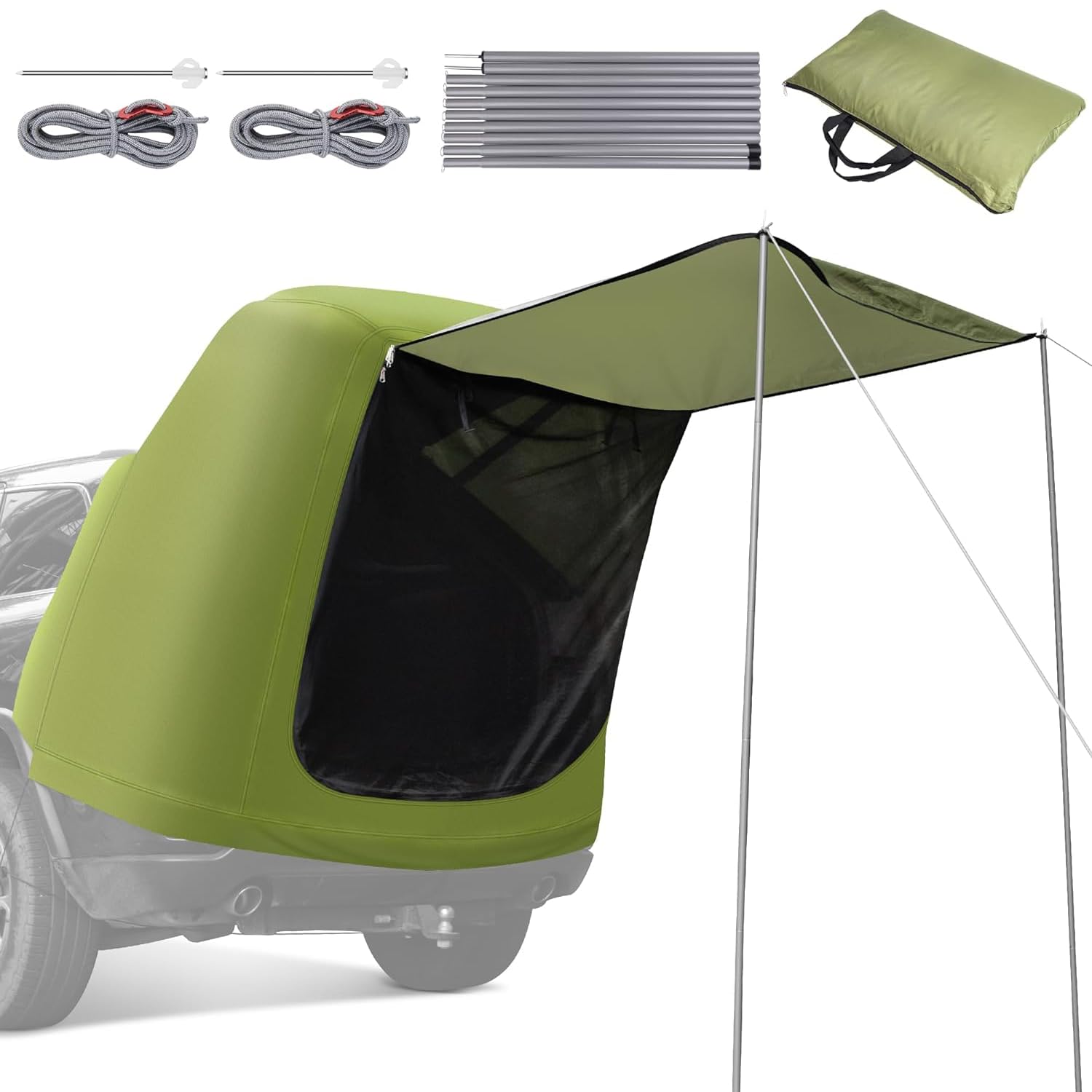Tente de Hayon Voiture Universelle pour SUV - Tente Arrière Étanche Pluie et UV avec Barre de Support - Compatible Peugeot 3008, Renault Captur, Dacia Duster etc.