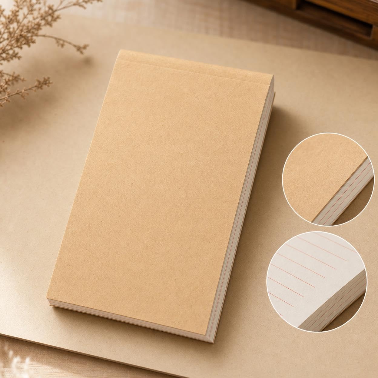 Set Quaderni Blocco Note Copertina Beige Formato Medio per Appunti Ufficio Scuola, Confezione da 50 quaderni, 30 pagine/quaderno, formato medio 12.4 * 17.1CM, rilegatura superiore