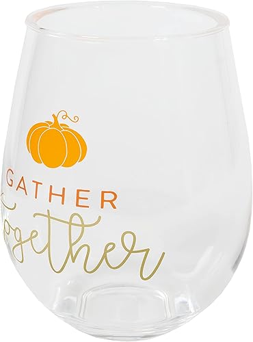 Miniatura 3 de C.R. Gibson QWG2O-24067 Gather Together - Copa de vino acrílica sin tallo para Acción de Gracias y amigos, 12 onzas líquidas