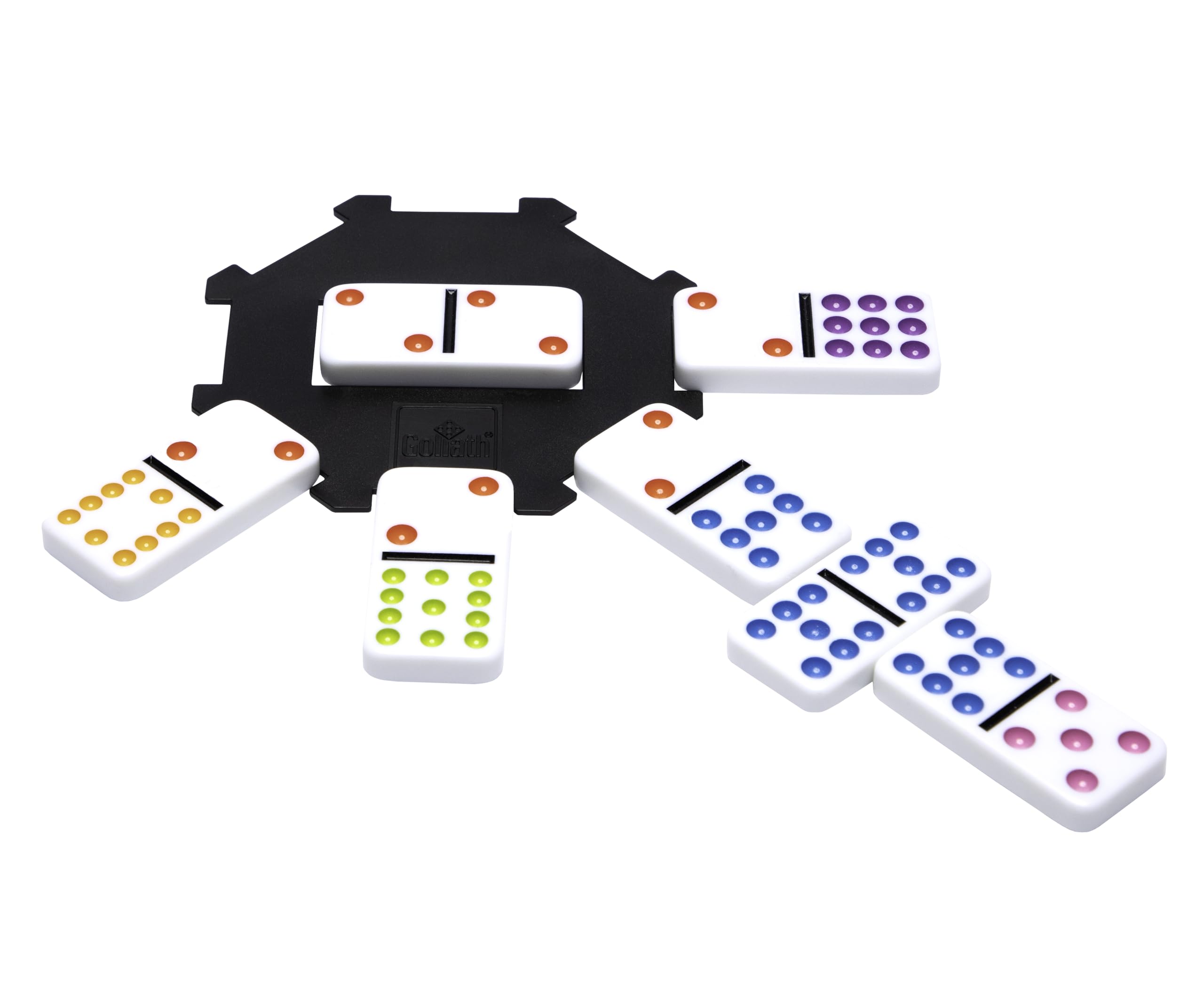 Pressman Meksykańskie domino kolejowe - piękny kolorowy zestaw podwójnych 12 domino - zawiera znaczniki pociągów i piastę, wielokolorowe, 12,7 cm