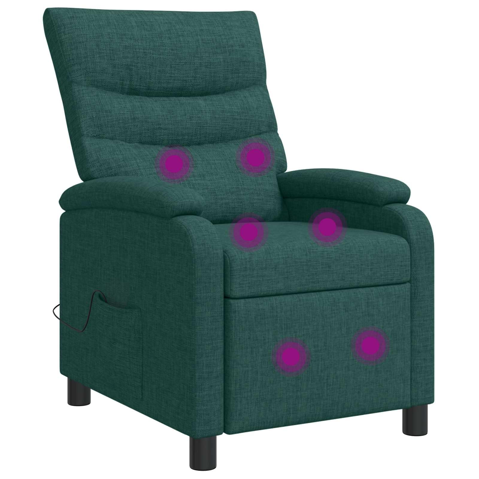 Poltrona relax verde scuro, tessuto 100% poliestere, regolabile 115-160