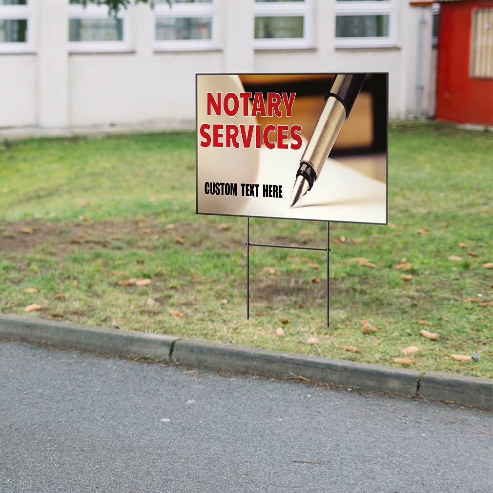 Custom Weatherproof Yard Sign Notary Online Services Outdoor Advertising Printing Lawn Garden 24x18 Inches 2 Sides Print Personalized Text Here