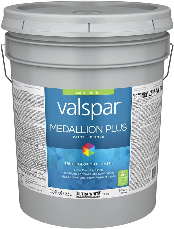 Valspar 24004 Clear Base Medallion Plus Interior Paint & Primer, Semi-Gloss, 1 Quart