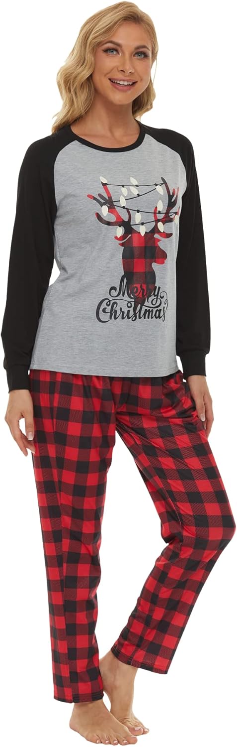 Miniatura 3 de VENTELAN - Conjunto de pijama familiar de Navidad a juego, conjunto de pijamas de Navidad de Papá Noel para parejas y niños