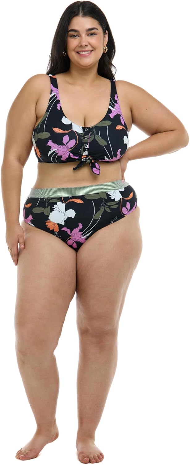 Body Glove Women's Kate Plus Size Crop Bikini Top Swimsuit with Front Tie, Available in Sizes 1x,2X,3X