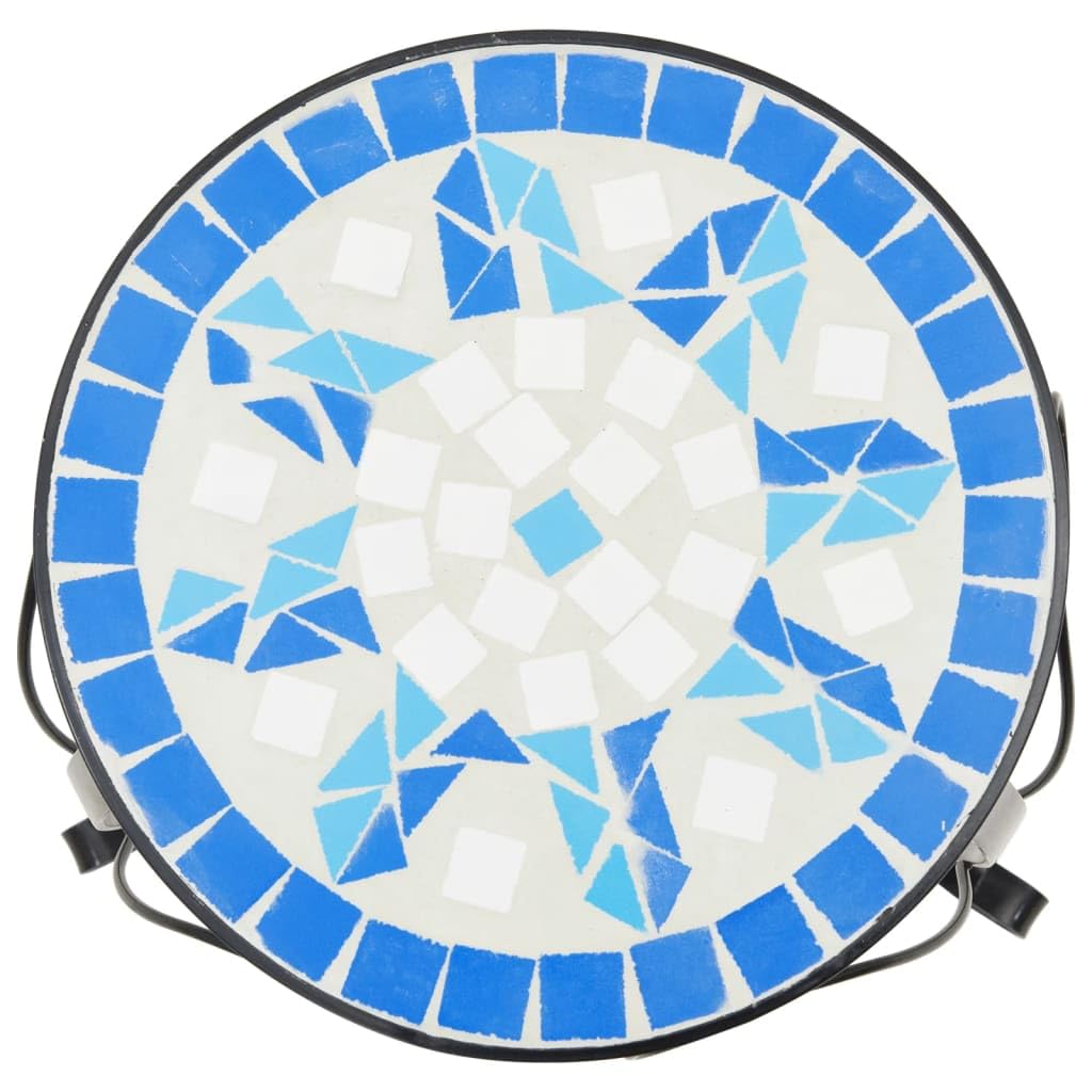 vidaXL Supporti per Piante 3 pz Blu e Bianco in Ceramica, Porta Piante, Porta Piante da Esterno, Tavolo Porta Fiori, tavolino a Mosaico
