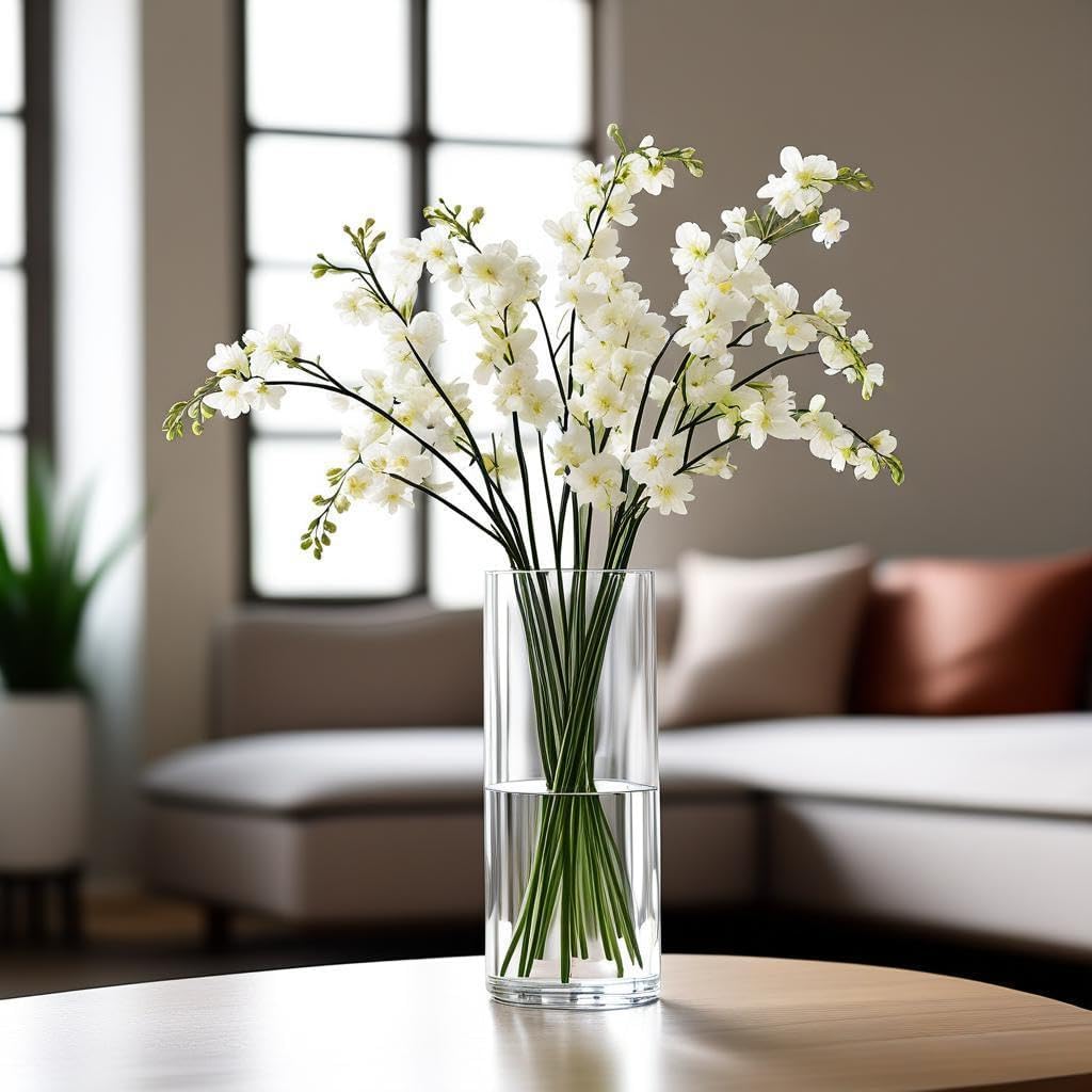 CYS Excel Clear Glass Cylinder Vase (H:12" D:4") | Multiple Size Choices Glass Flower Vase Centerpieces | Hurricane Floating Candle Holder - Image 5