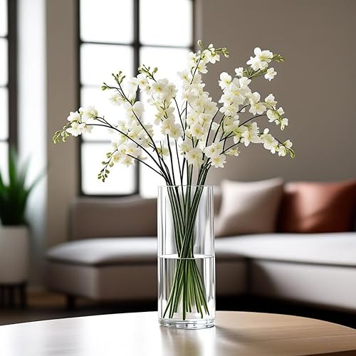 Miniatura 3 de CYS Excel Jarrón cilíndrico de vidrio transparente H12 pulgadas de profundidad4 pulgadas  Múltiples opciones de tamaños de centros de mesa de