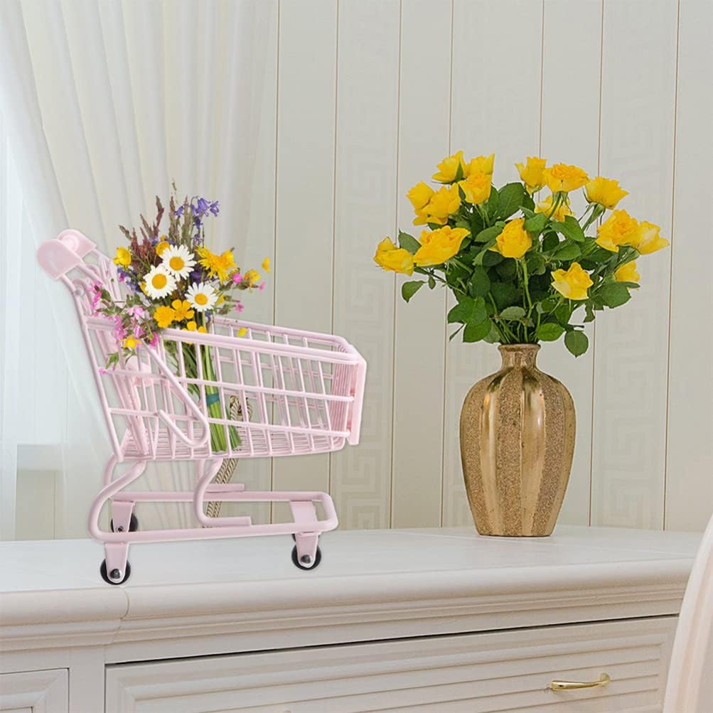 Operitacx 2pcs Miniature Shopping Cart Decorative Toy for Boy Girl Adults for Home Decoration Storage and Photography Props Cute Design