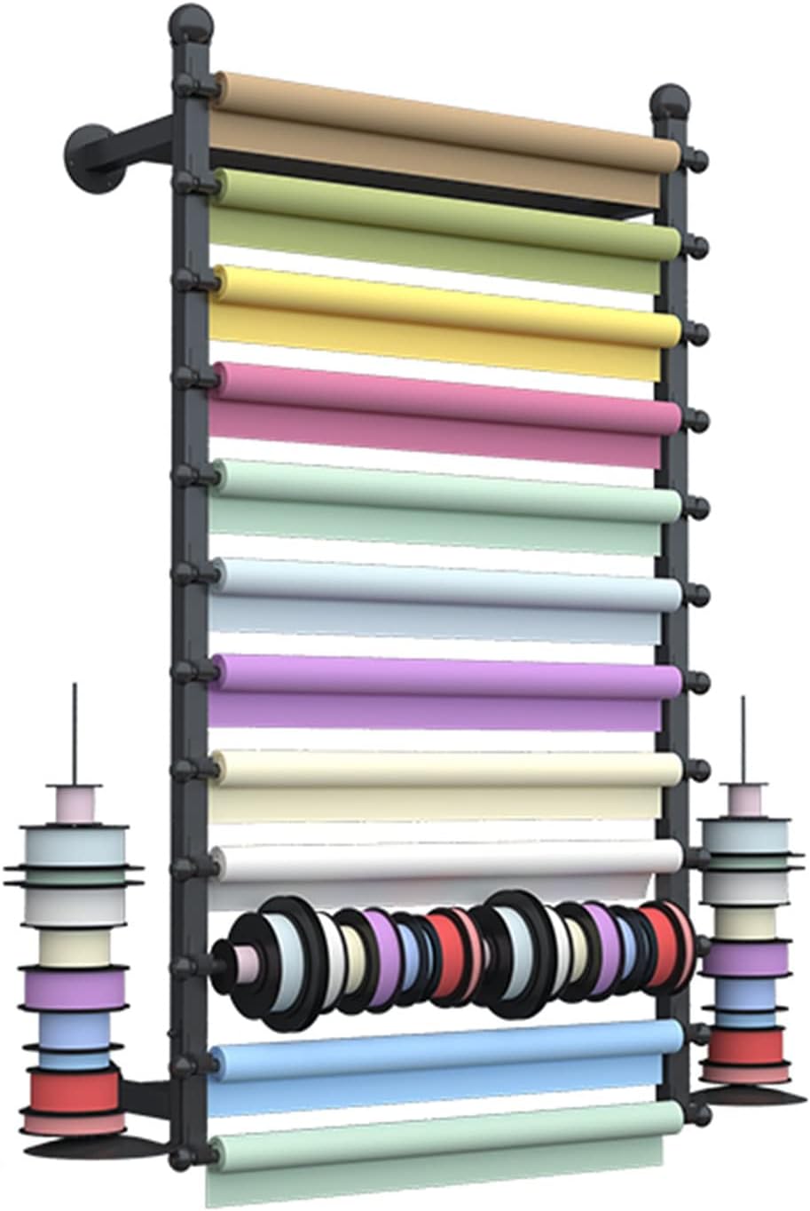 Flower Shop/Studio/Home Organizer Holder,Wall Mounted Storage Display Rack for Ribbon/Scarf/Gift Wrapping Paper, 120cm Tall(Gold,70x20x120cm)