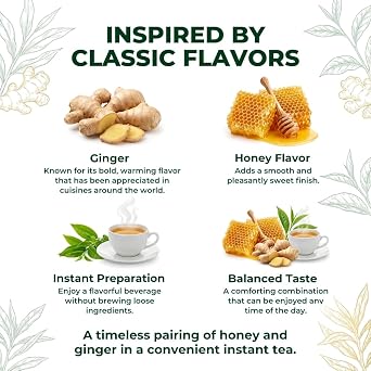 Nirwana Honey Ginger Instant Herbal Tea The De Gingembre Caffeine-Free Ginger Tea Bags with Honey Flavor, Smooth Herbal Infusion, Warm & Aromatic Tea (40 Sachets)