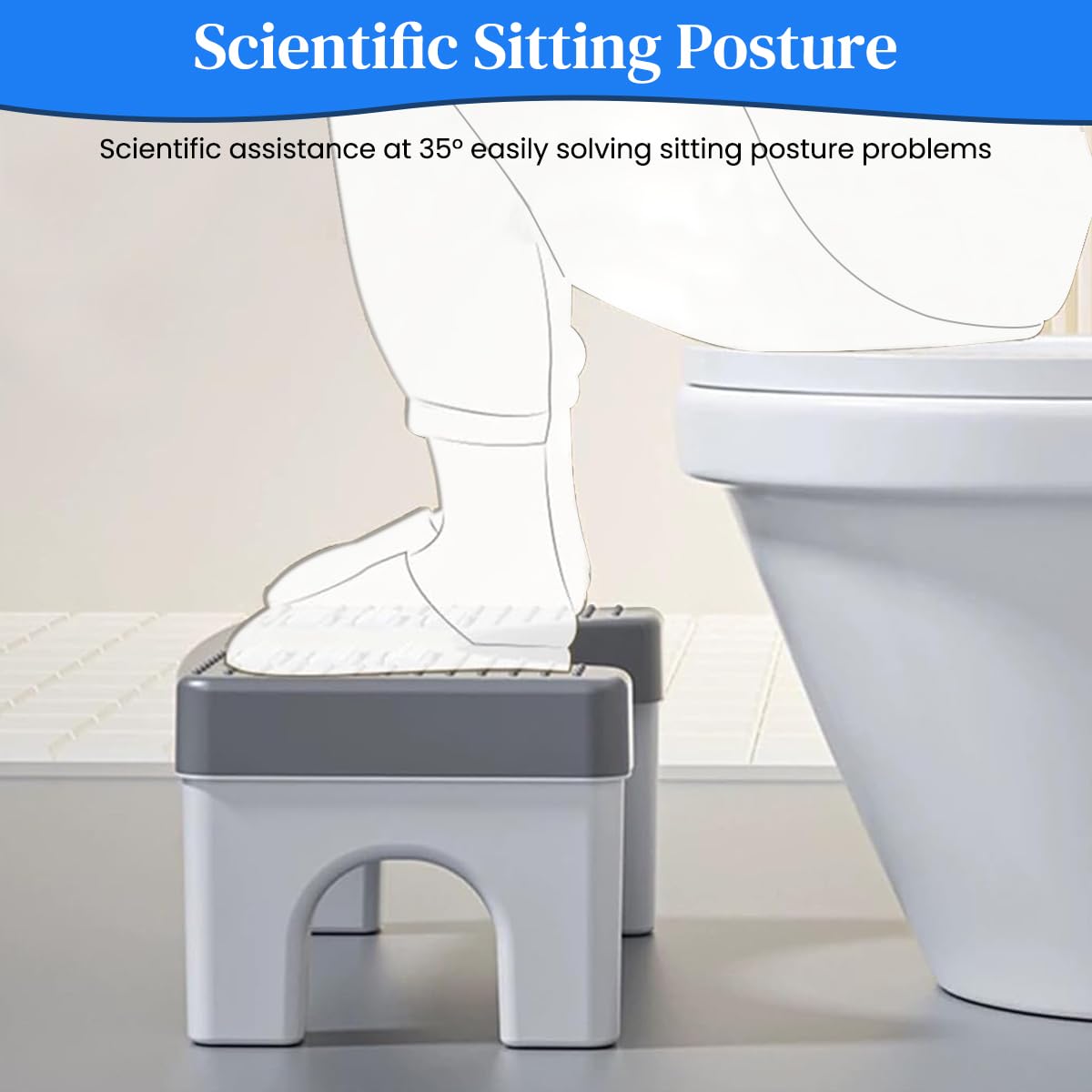 HASTHIP Pvc Foot Massage Squatty Potty for Adults Elders 2 in 1 Bathroom Toilet Stool with 6 Foot Massager Rollers Anti-slip Bumps Surface Squatty Potty, 40x21x17cm - Image 4 thumbnail